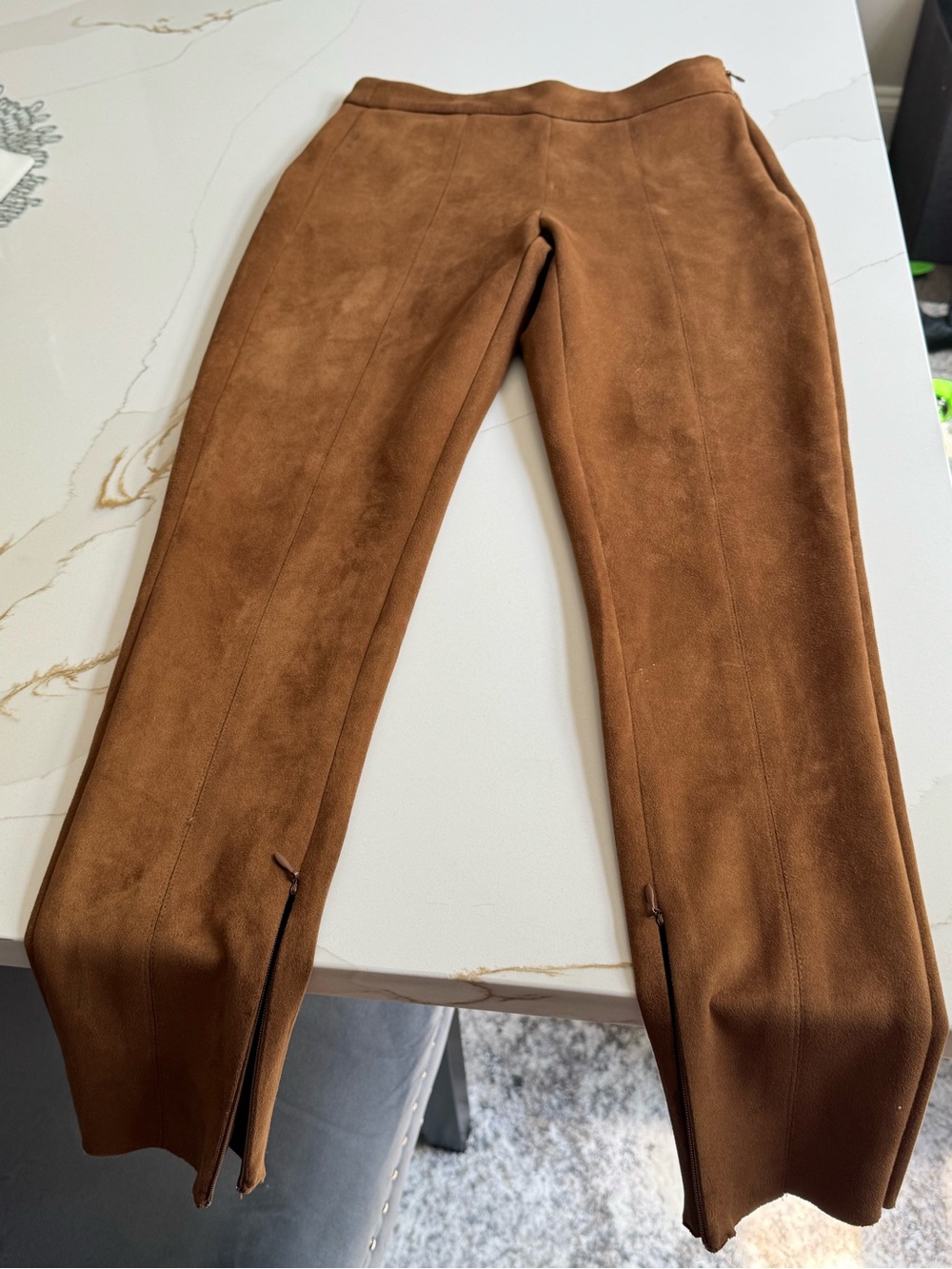 Brown Suede-Look Men’s Pants - Picture 2 of 3